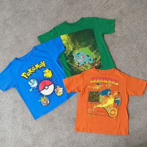 Size Small 6/7 Set of 3 Pokemon Cotton Graphic T-Shirts Lot Bundle